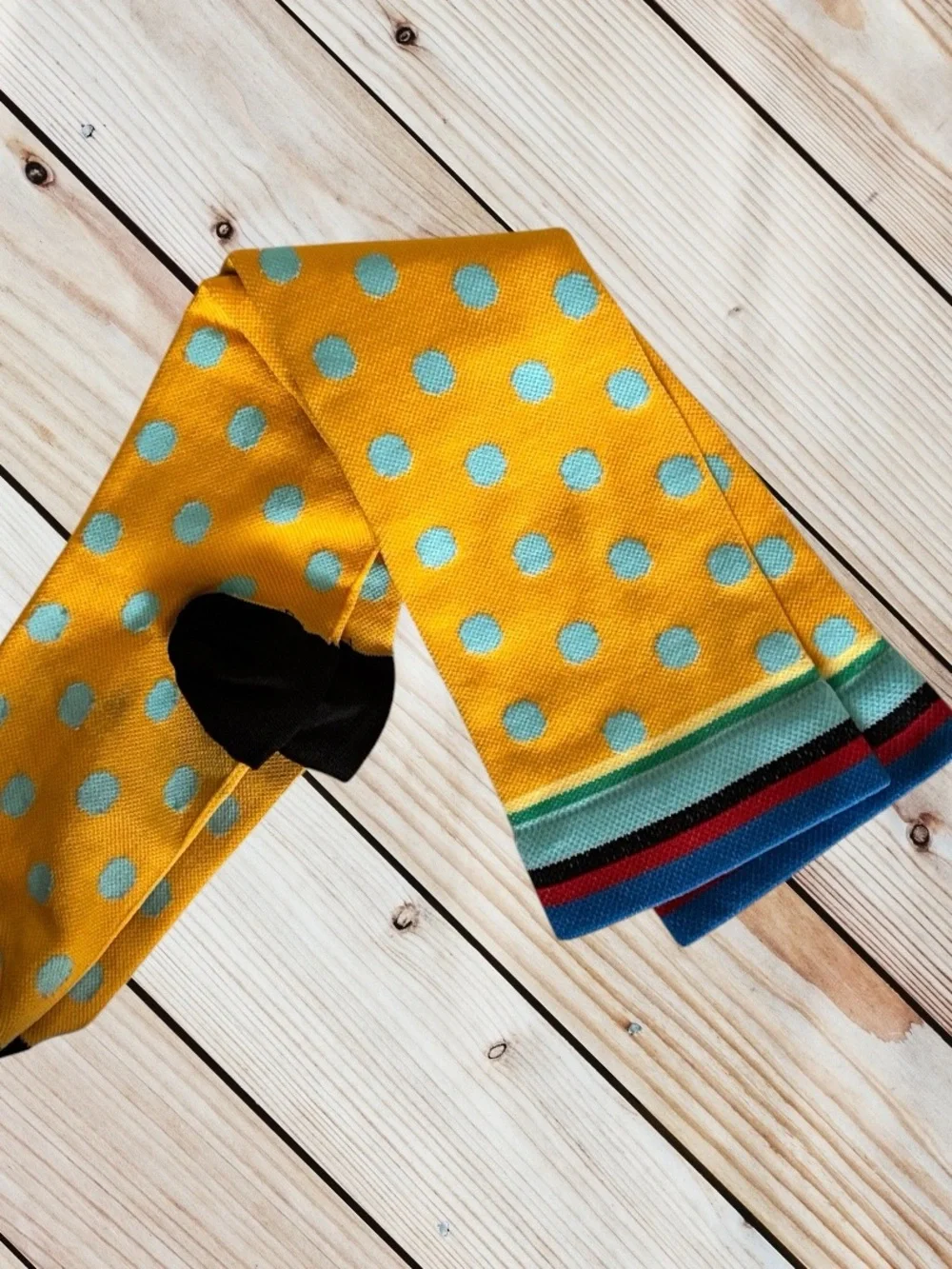 Fun Yellow & Blue Polka Dot compression Socks – Colorful Striped Cuf